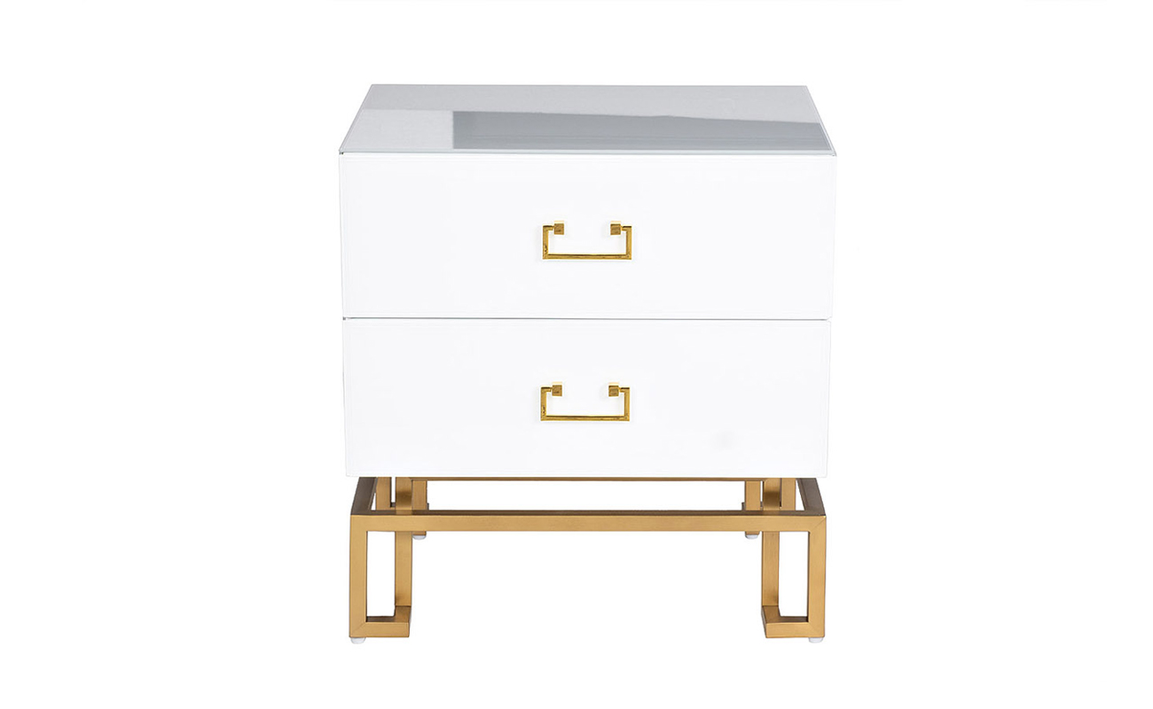 KFG085 Тумба 2 ящика белая/золото 55*40*58см_s2 1