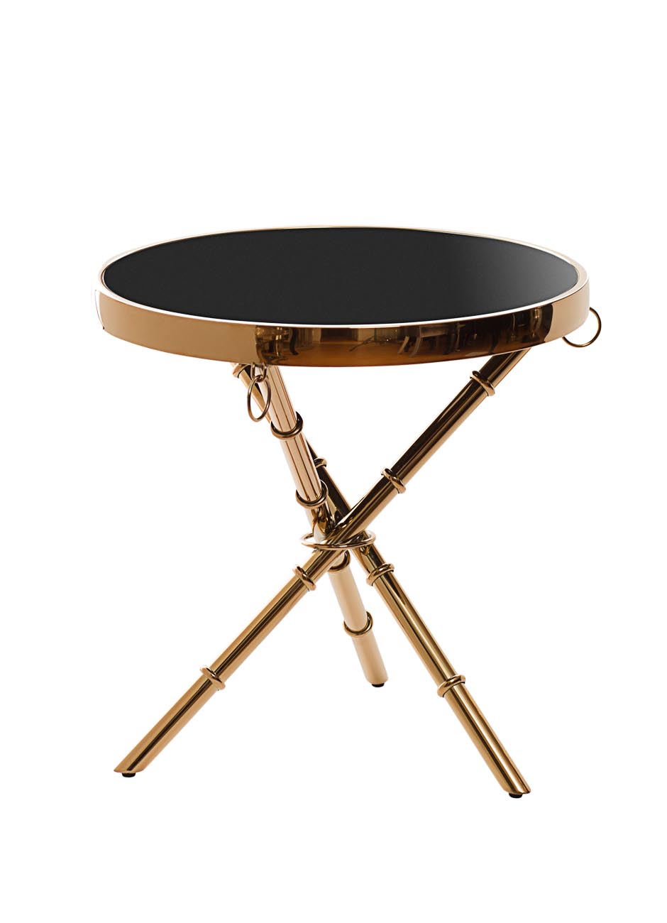 13RX6035-GOLD Стол журнальный стекло черн./роз.золото d50*50см_s2 1