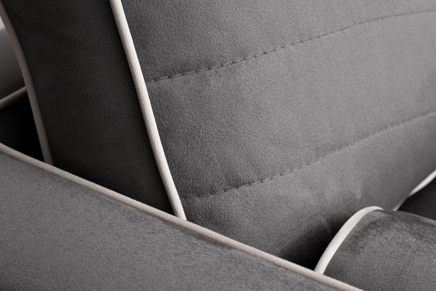 Диван Мадрид Память(Madrid Memory) с кантом трехм. без мех.,велюр серый Colt1003+Colt030_s2 4