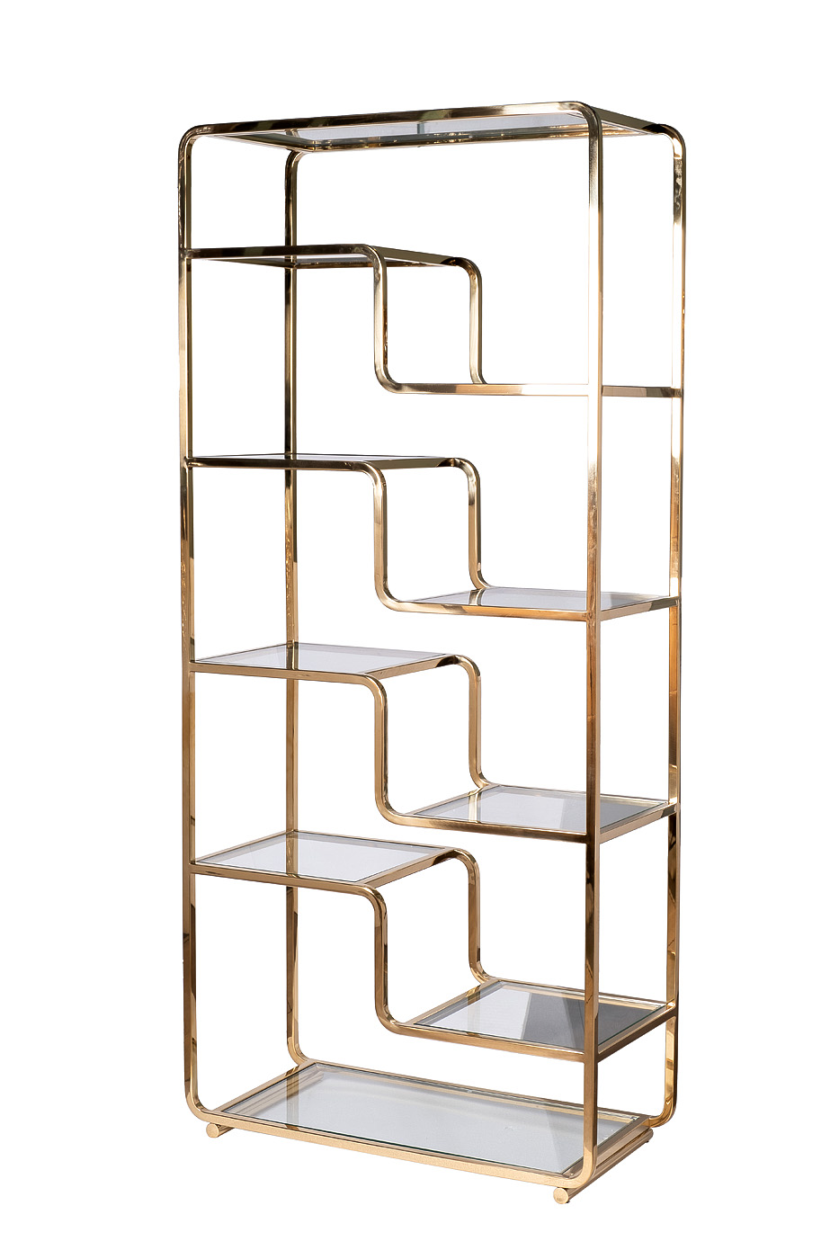 46AS-SH1652-GOLD Стеллаж золотистый/прозр. стекло 90*40*200см_s2 2