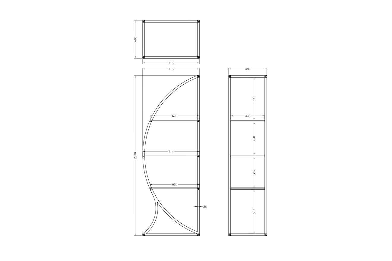KFG087/2 Стеллаж «Полусфера» прозрачное стекло/золото матовый 71*48*202см_s2 5
