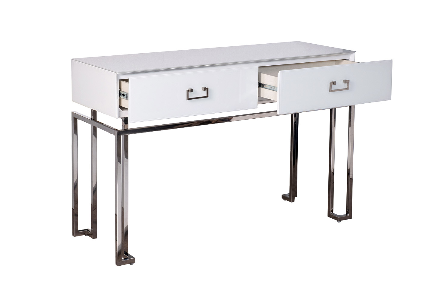 KFG070-NI Консоль 2 ящика белая/хром  120*42*77см_s2 3