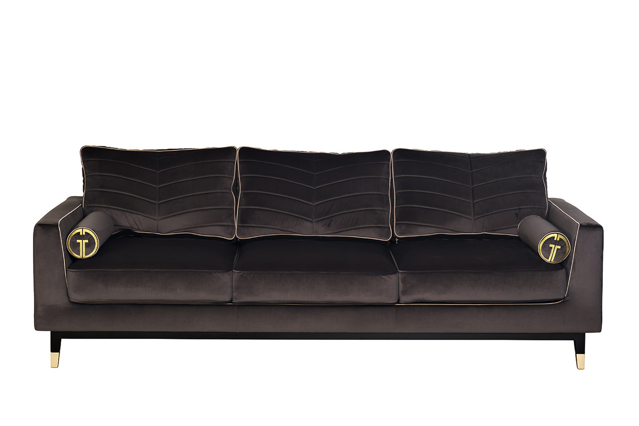 Диван Мадрид Память(Madrid Memory) с кантом трехм. без мех.,велюр серый Riv96_s2 1