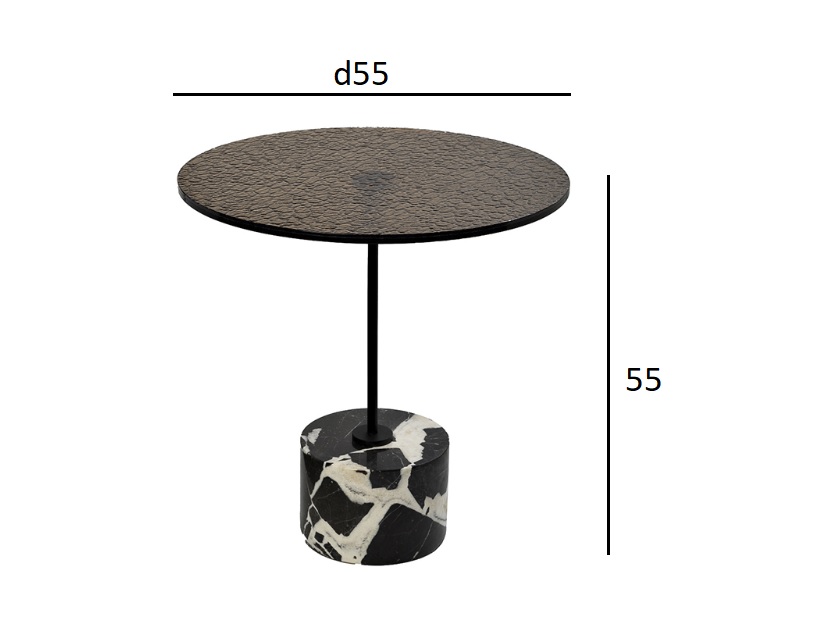 33FS-08100 Стол журнальный стекло / черный мрамор d55*55см_s2 4