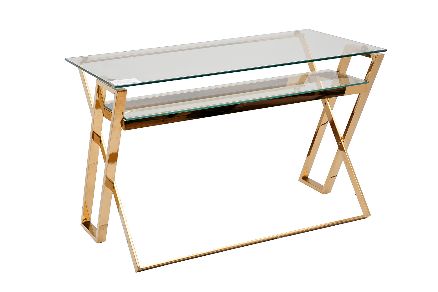 910 Стол письменный стекло прозр/золото 120*60*78см_s2 2