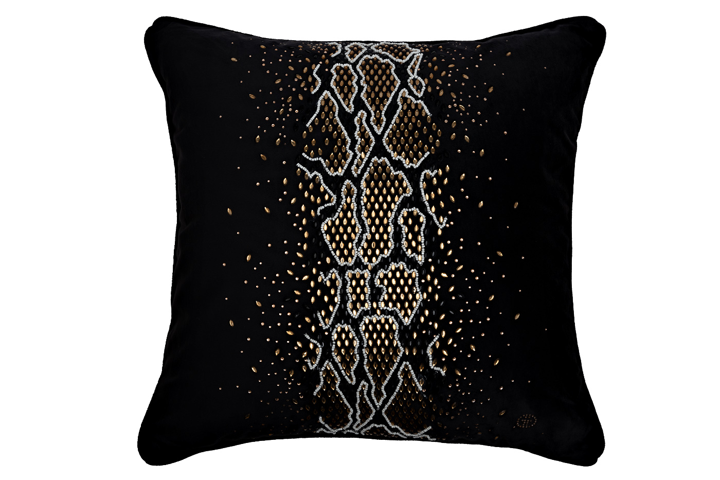 70SW-38076 Подушка со стразами «Питон» черный 45*45_s2 1