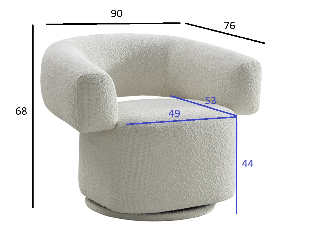 87YY-23071 Кресло поворотное Lugano букле белое 90*76*68см_s2 4