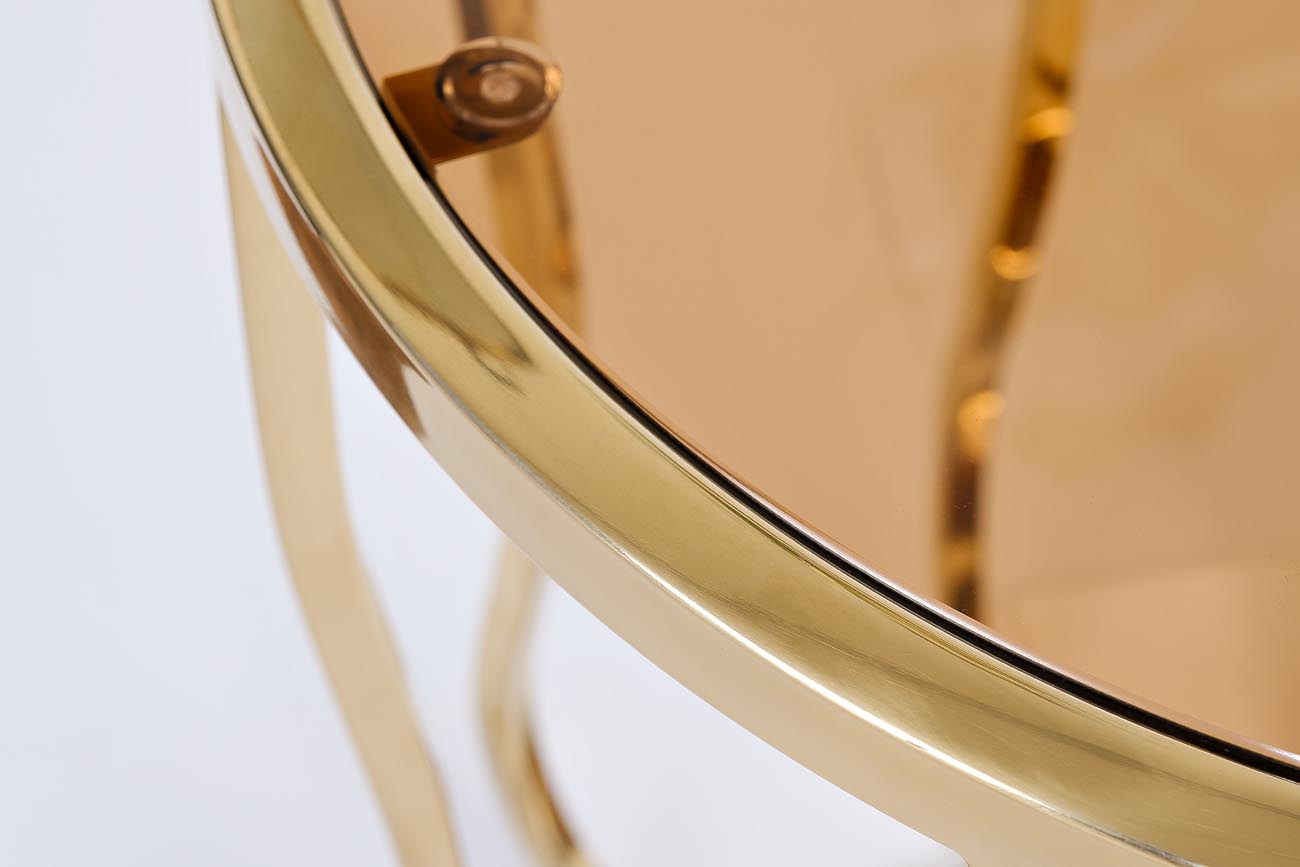 13RXET4036-GOLD Стол журнальный стекло коричн./золото d50*60см_s2 2