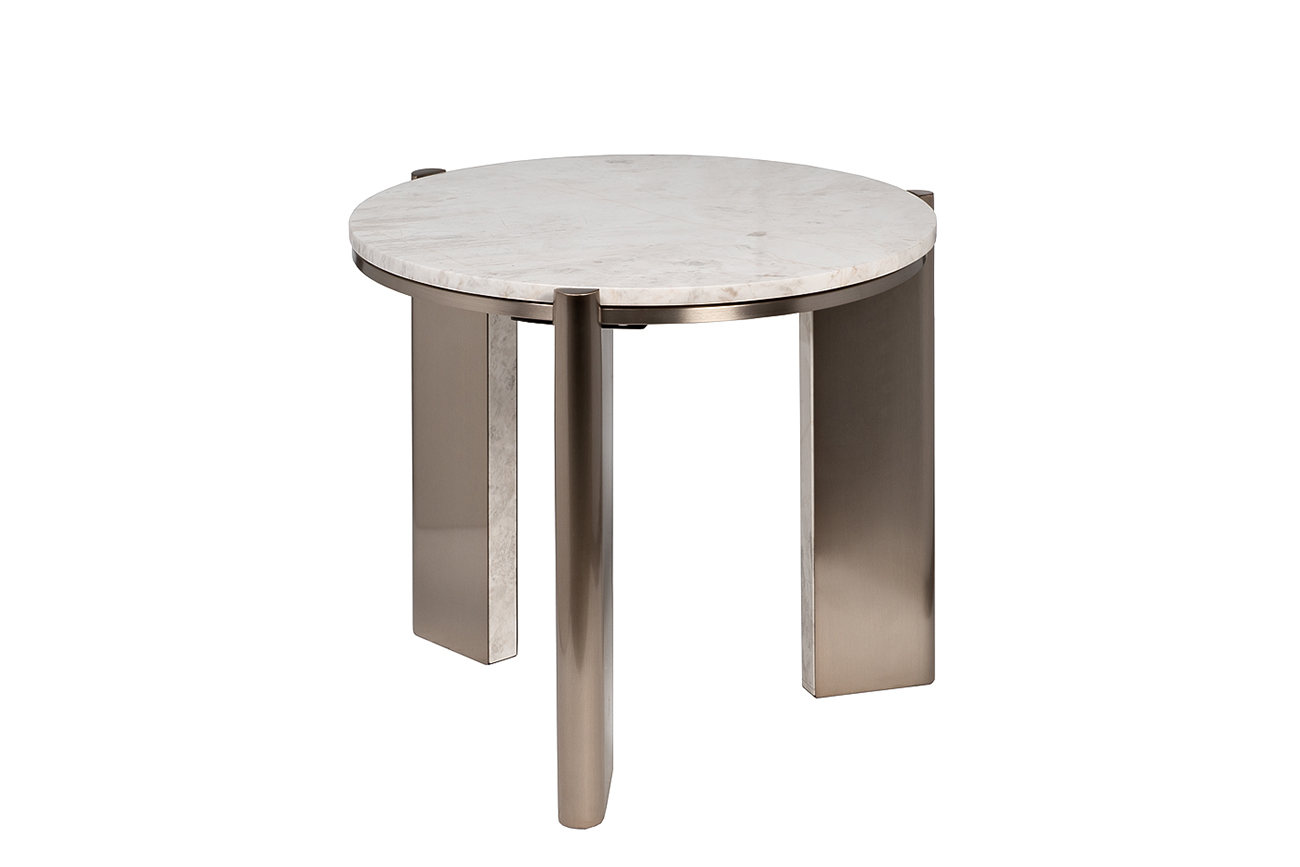 57EL-10083 Стол журнальный натур.белый мрамор Cass White d 57*50см_s2 1