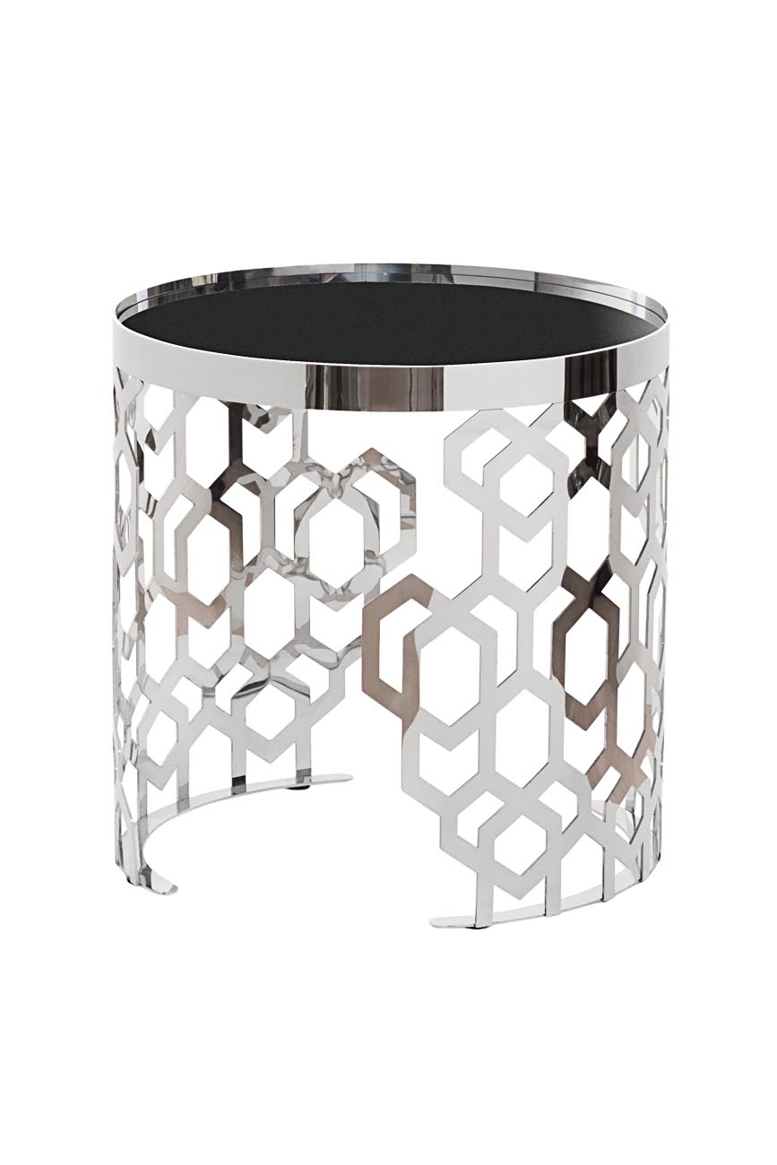 13RXET8011-SILVER Стол журнальный черн.стекло/серебро d50*50см_s2 1