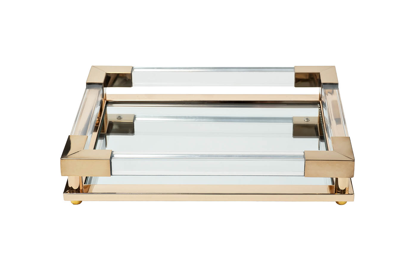 2K389136-G Поднос декоративный зеркальное основание, цвет золото 32*25*5см_s2 1