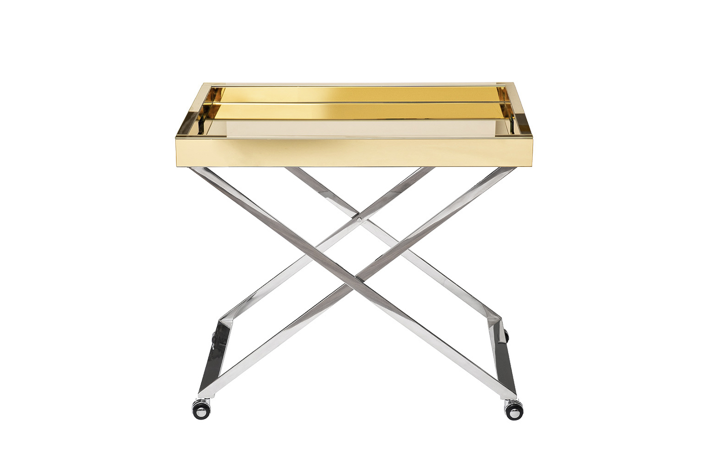 KFG135 Стол сервировочный зеркальный золото, н/ж сталь хром 80*55*67см_s2 1