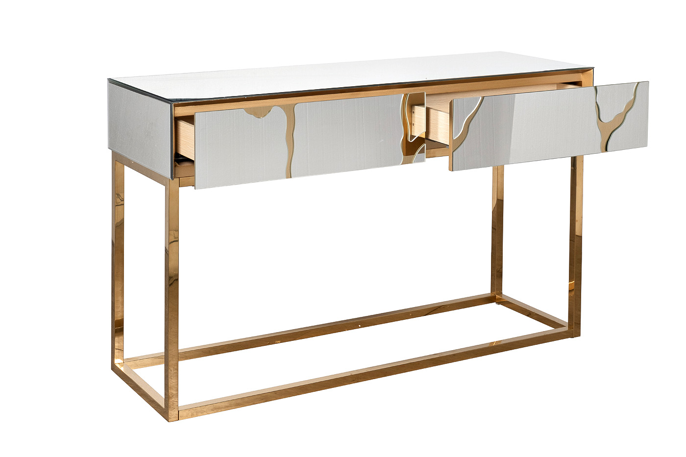 KFG197 Консоль зеркальная c золотым декором 120*42*79см_s2 3