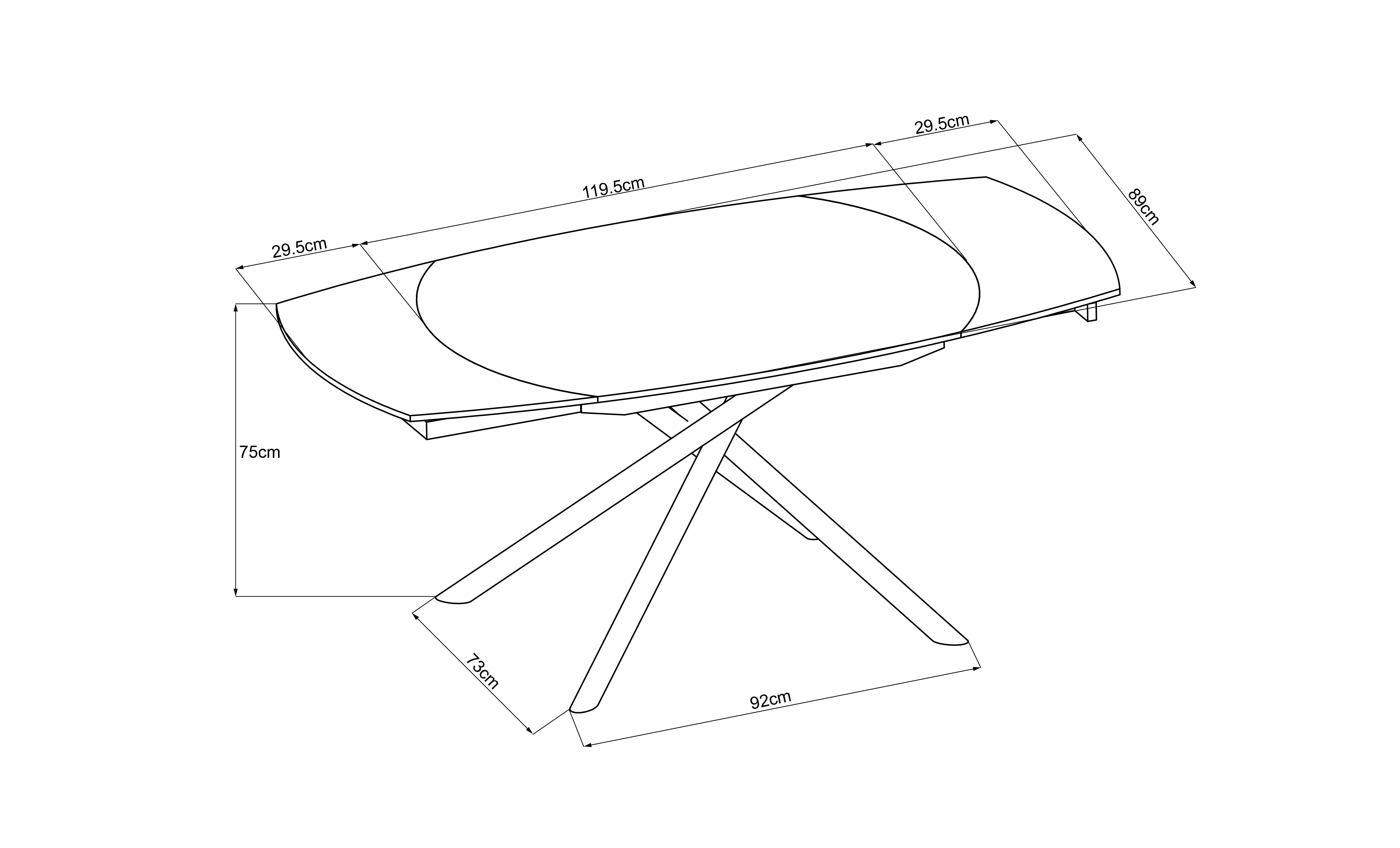 83MC-1957DT BL Стол обеденный раскл.керам.чёрный 178(120)*89*77_s2 9