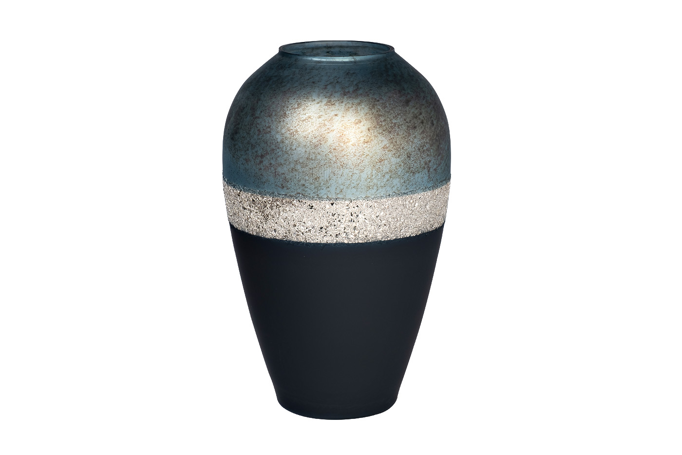 71PN-5154 Ваза стеклянная сине-голубая с золотом d25*43см_s2 1