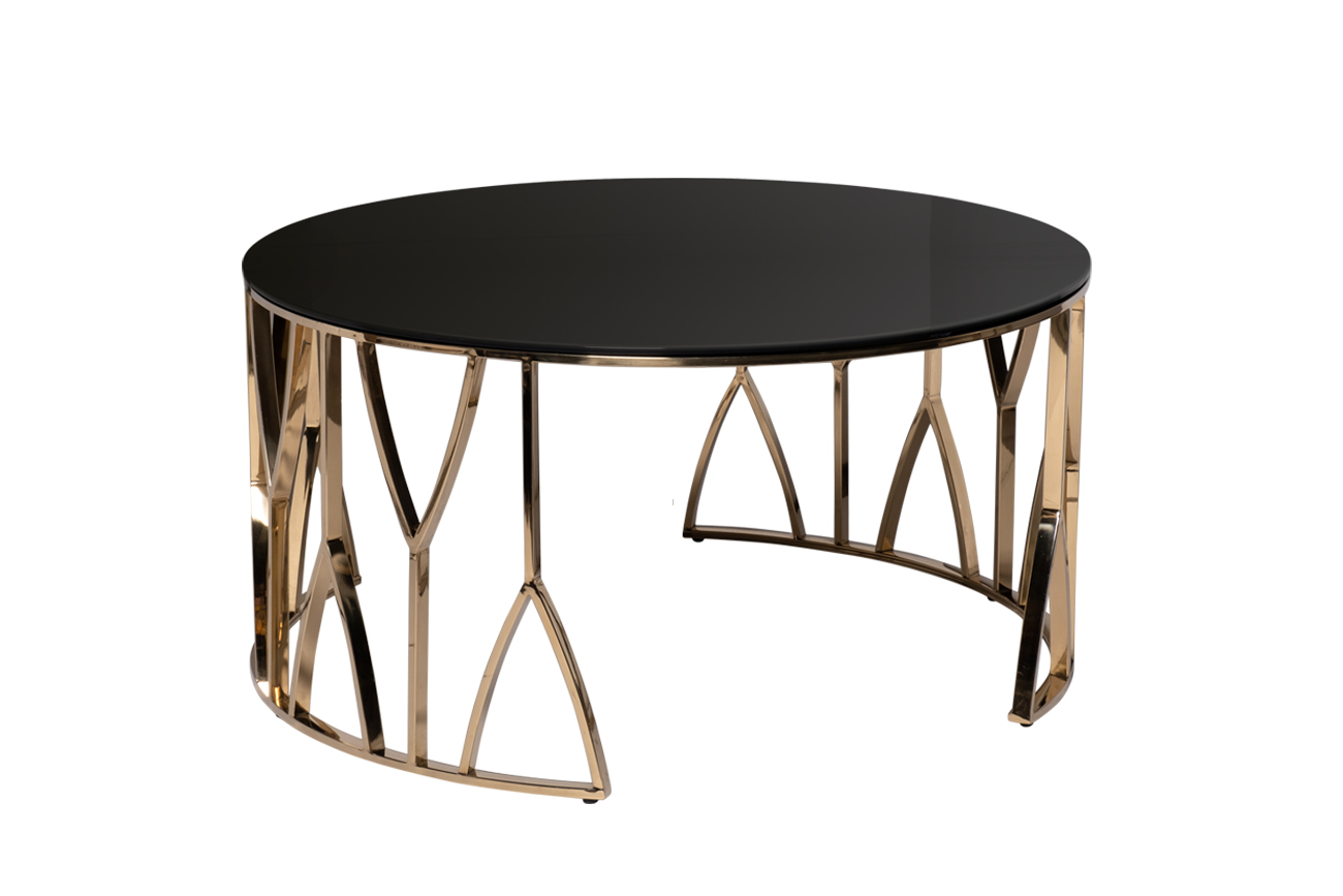 13RXCT3104-GOLD Стол журнальный стекло черн./золото d90*45см_s2 1