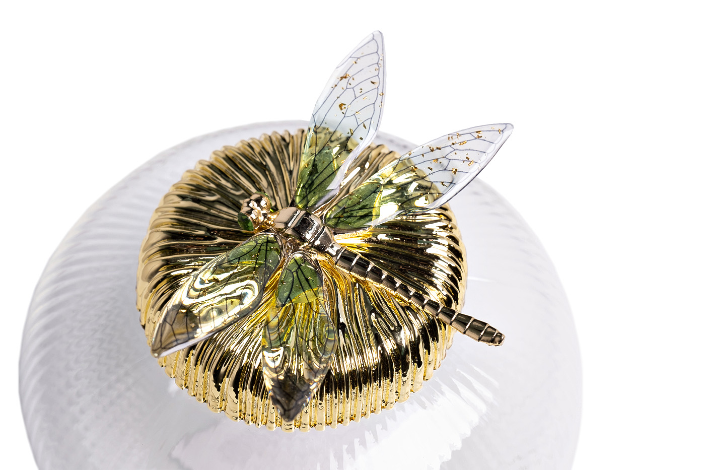 55RD6259S Ваза стеклянная с крышкой со стрекозой d15*14см_s2 3