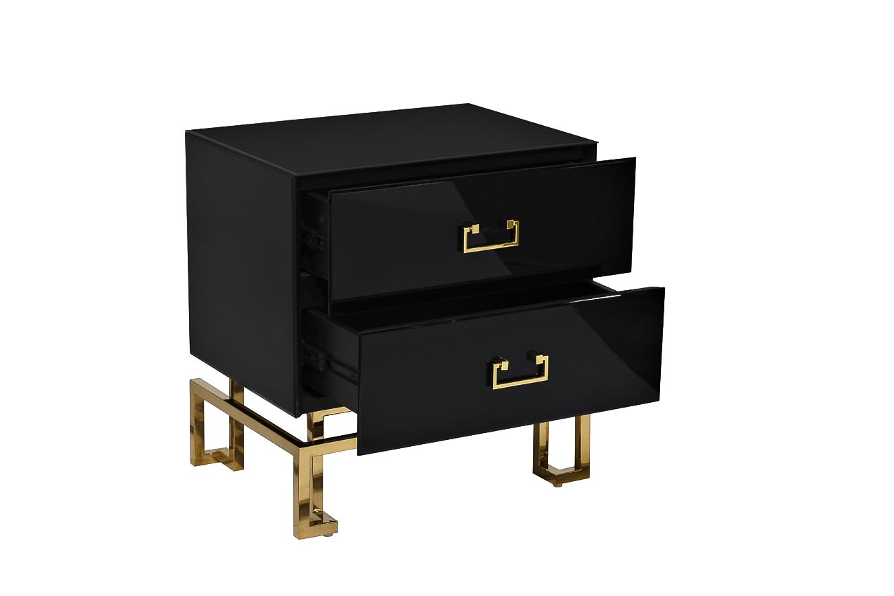 KFG059 Тумба c  2-мя ящиками черная/золото 55*40*58см_s2 3