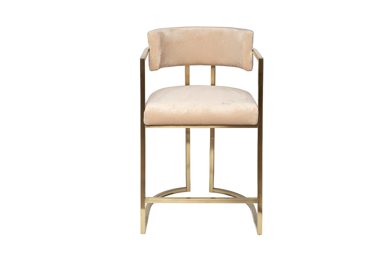 76AR-603GOLD-BG Стул полубарный велюр беж/мат. золото 52*55*91см_s2 1