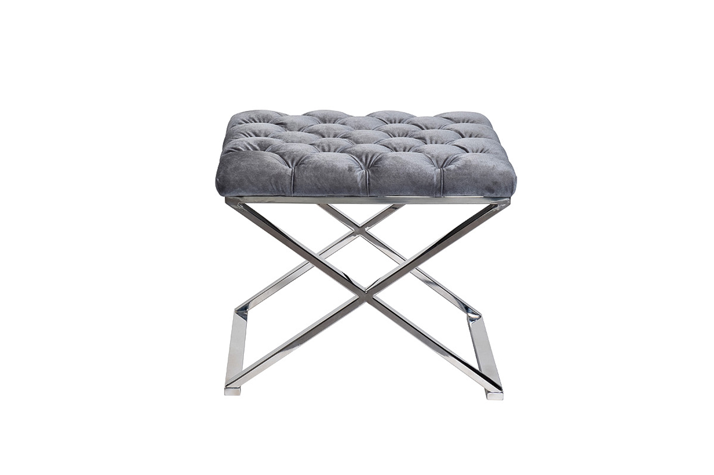 GY-BEN8008-GR Банкетка велюр серый/хром 52*52*45,5см_s2 1