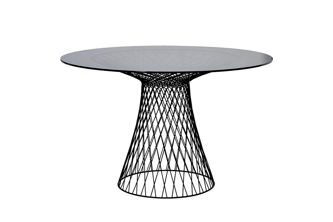 46AS-DT5019-BL Стол обеденный темн.стекло/черн.металл d120*75см_s2 1