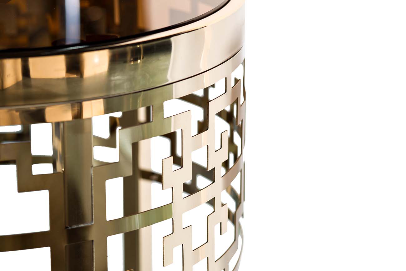 13RXFS5080L-GOLD Стол журнальный стекло коричн./золото d35*70см_s2 3