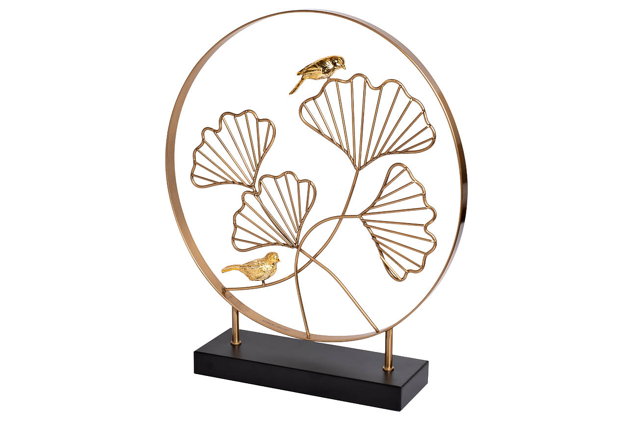 55RD3153 Декор «Листья с 2 золотыми птичками» 40*46см_s2 1