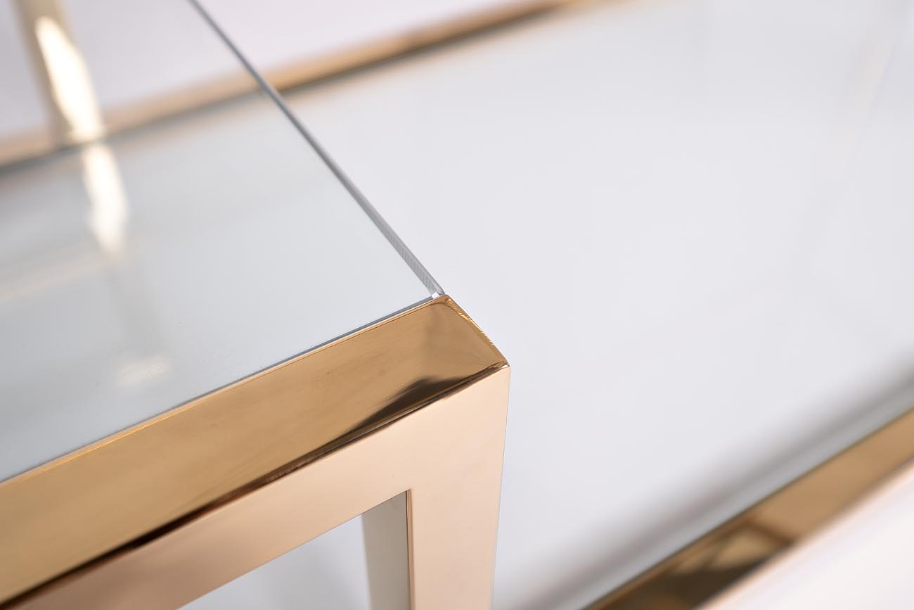 GY-SH8005GOLD  Стеллаж стекло прозр./золото 140*38*180 см_s2 4