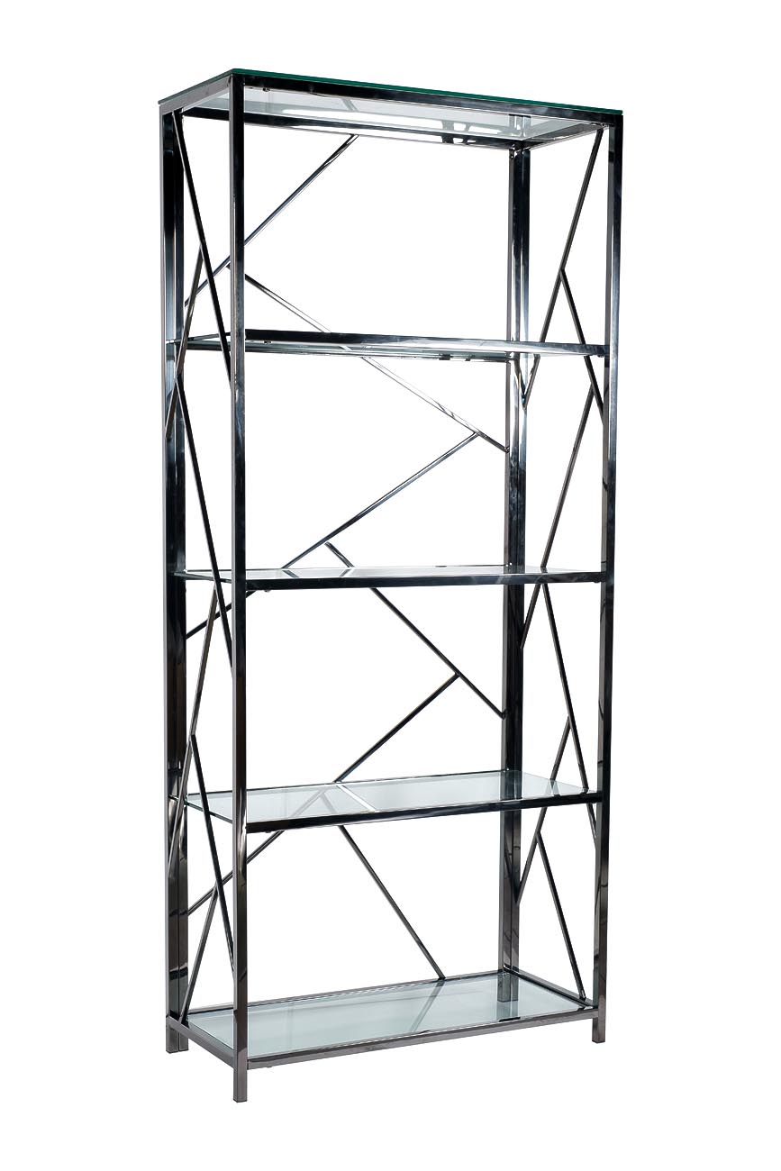 GY-SH8711BL Стеллаж стекло прозр/темн.хром 80*35*180см_s2 2