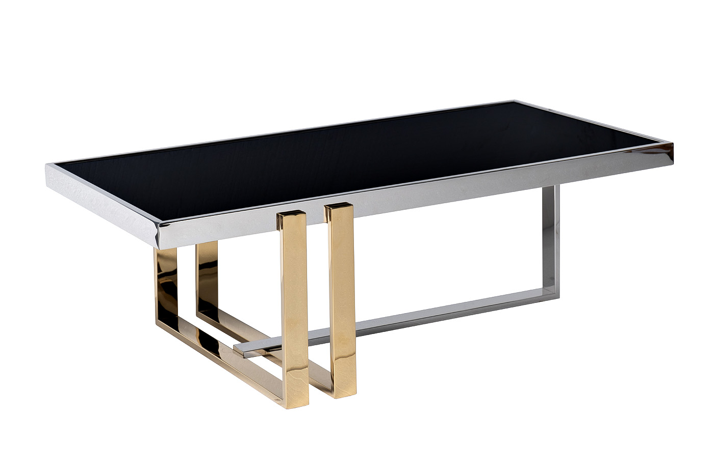 47ED-20910 Стол журнальный черн.стекло/хром+золото 120*60*40см_s2 2
