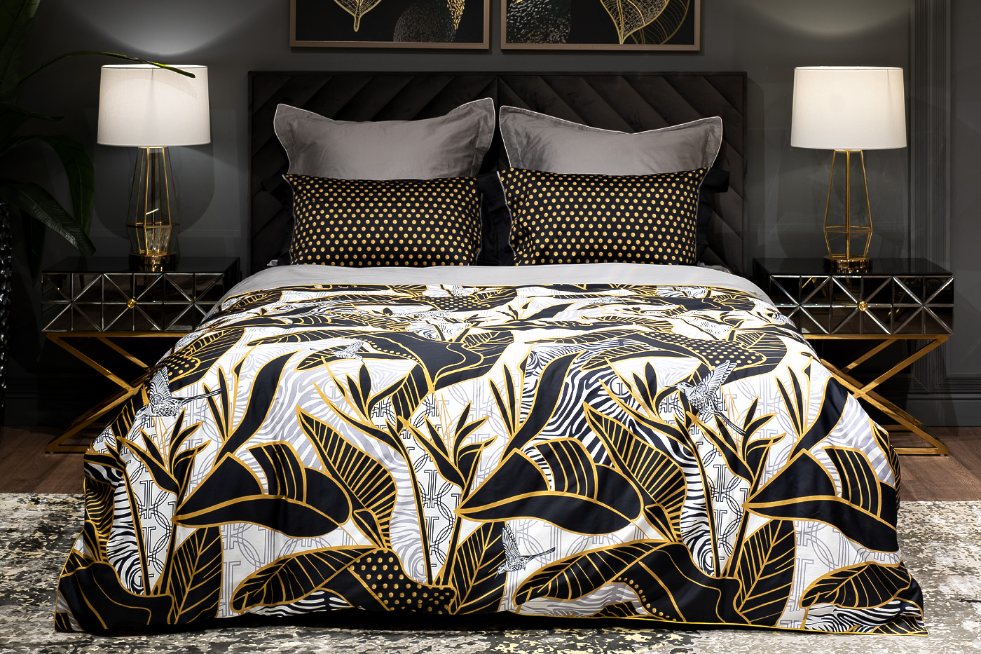 130HB-00010 Комплект наволочек Тропики 50*70 золото/черный (2шт)_s2 4
