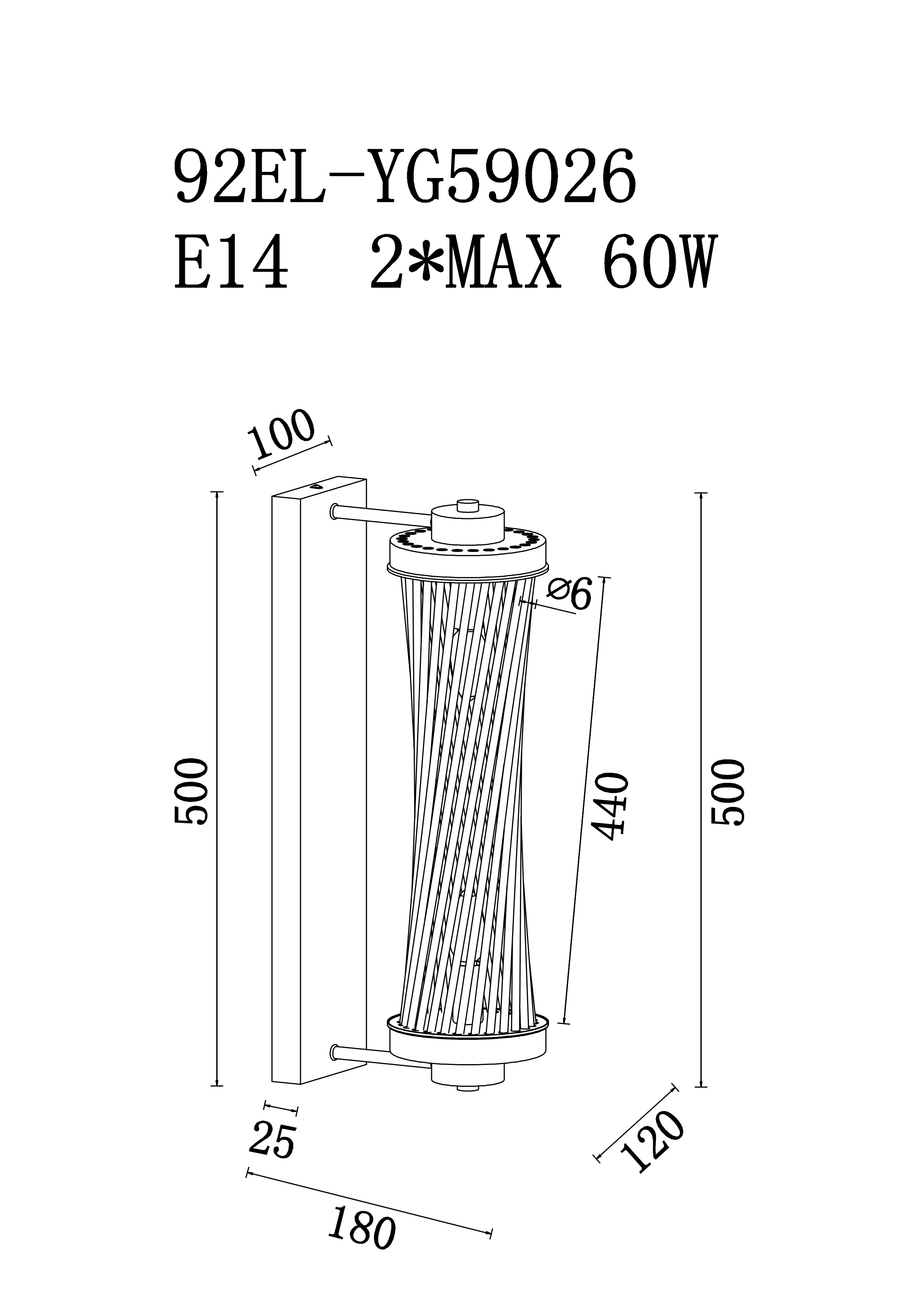 92EL-YG59026  Бра латунь, стекло прозр. 12*18*h.50см_s2 3
