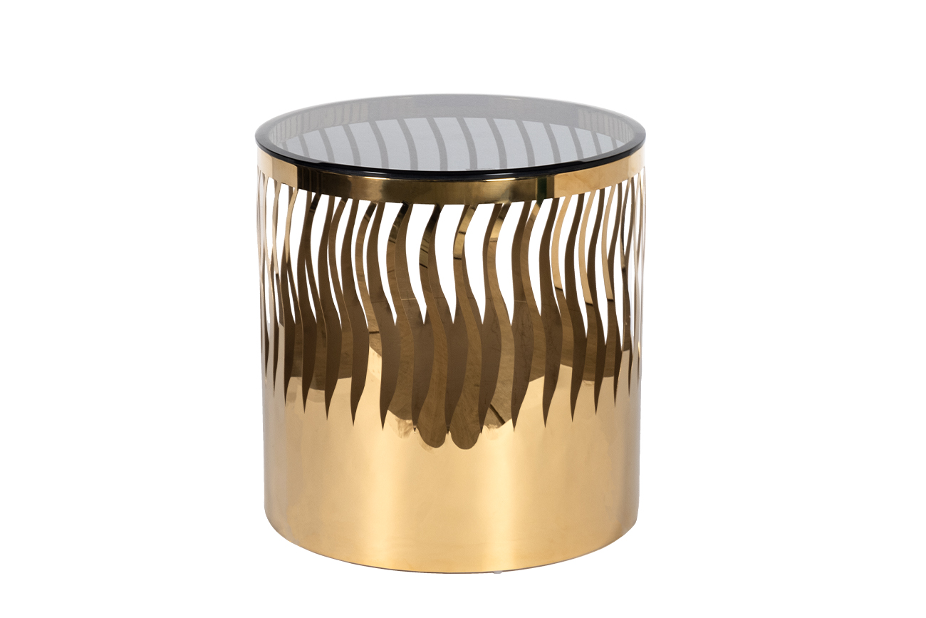 GY-ET8149GOLD Стол журнальный «Wave» тонир.стекло/зол. d50*51см_s2 1
