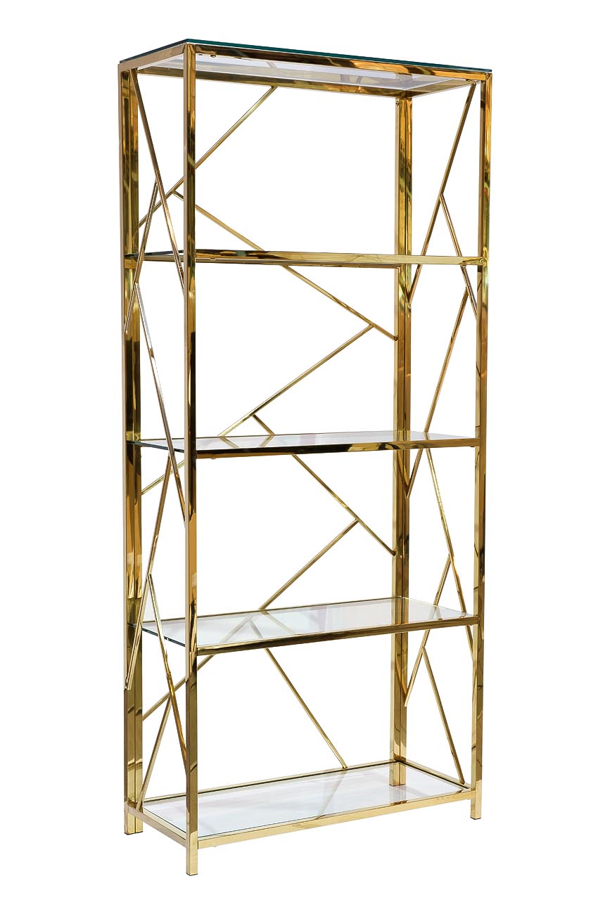 GY-SH8711GOLD Стеллаж стекло прозр/золото 80*35*180см_s2 2