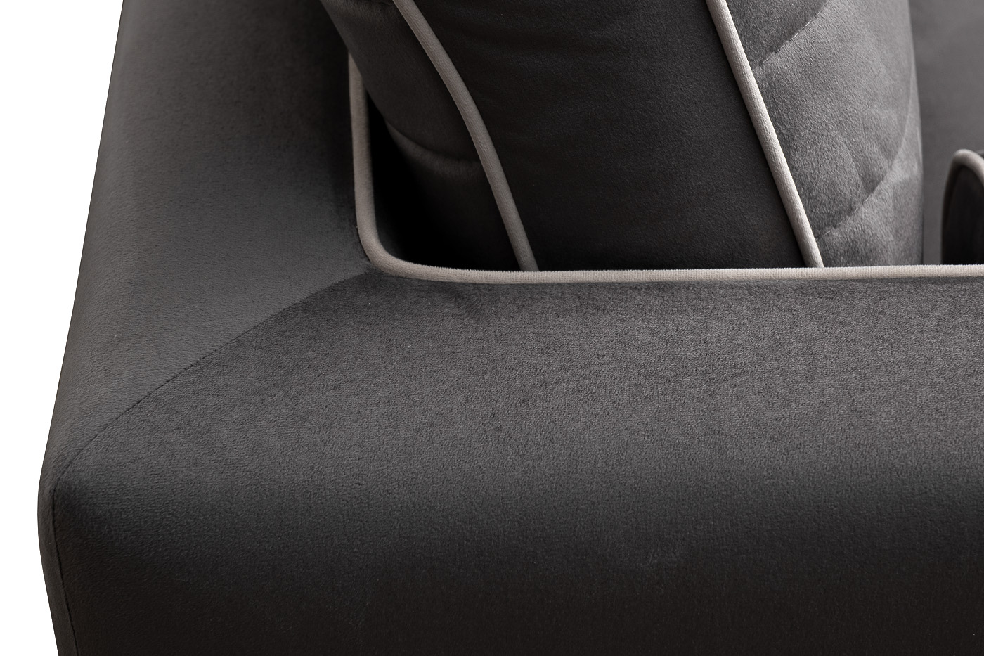 Диван Мадрид Память(Madrid Memory) с кантом трехм. без мех.,велюр серый Colt1003+Colt030_s2 6