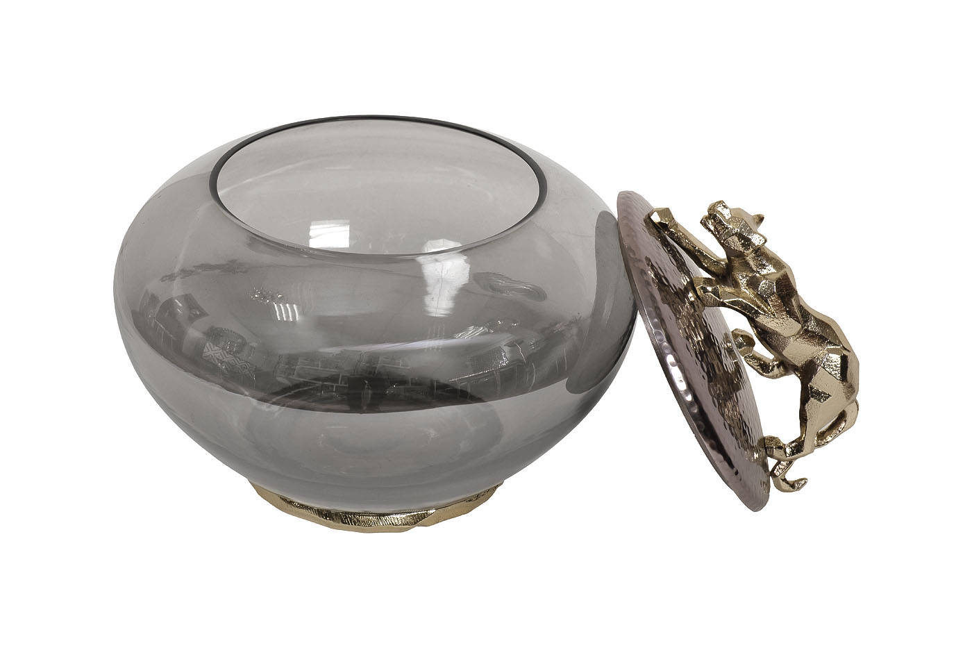 69-120164 Ваза декор.с крышкой «Ягуар» металл/стекло21*21*18см_s2 2