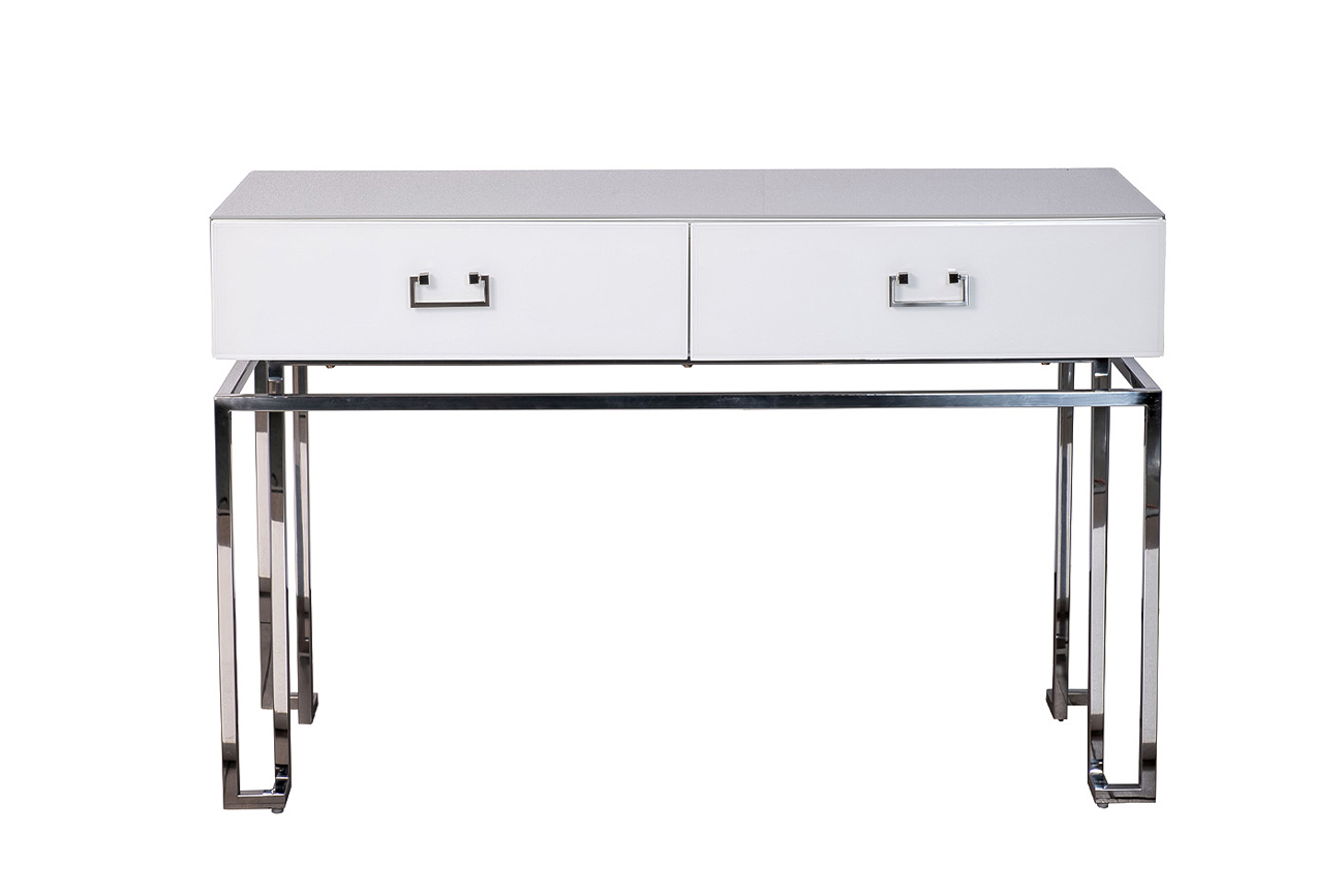 KFG070-NI Консоль 2 ящика белая/хром  120*42*77см_s2 1