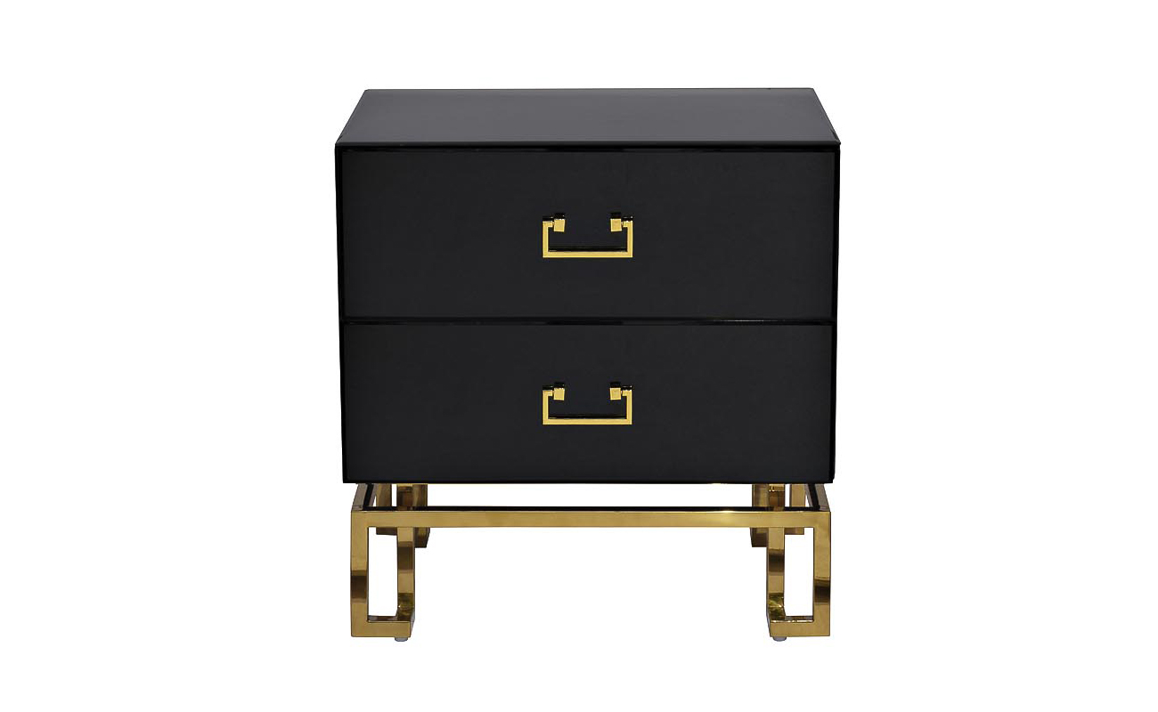 KFG059 Тумба c  2-мя ящиками черная/золото 55*40*58см_s2 1