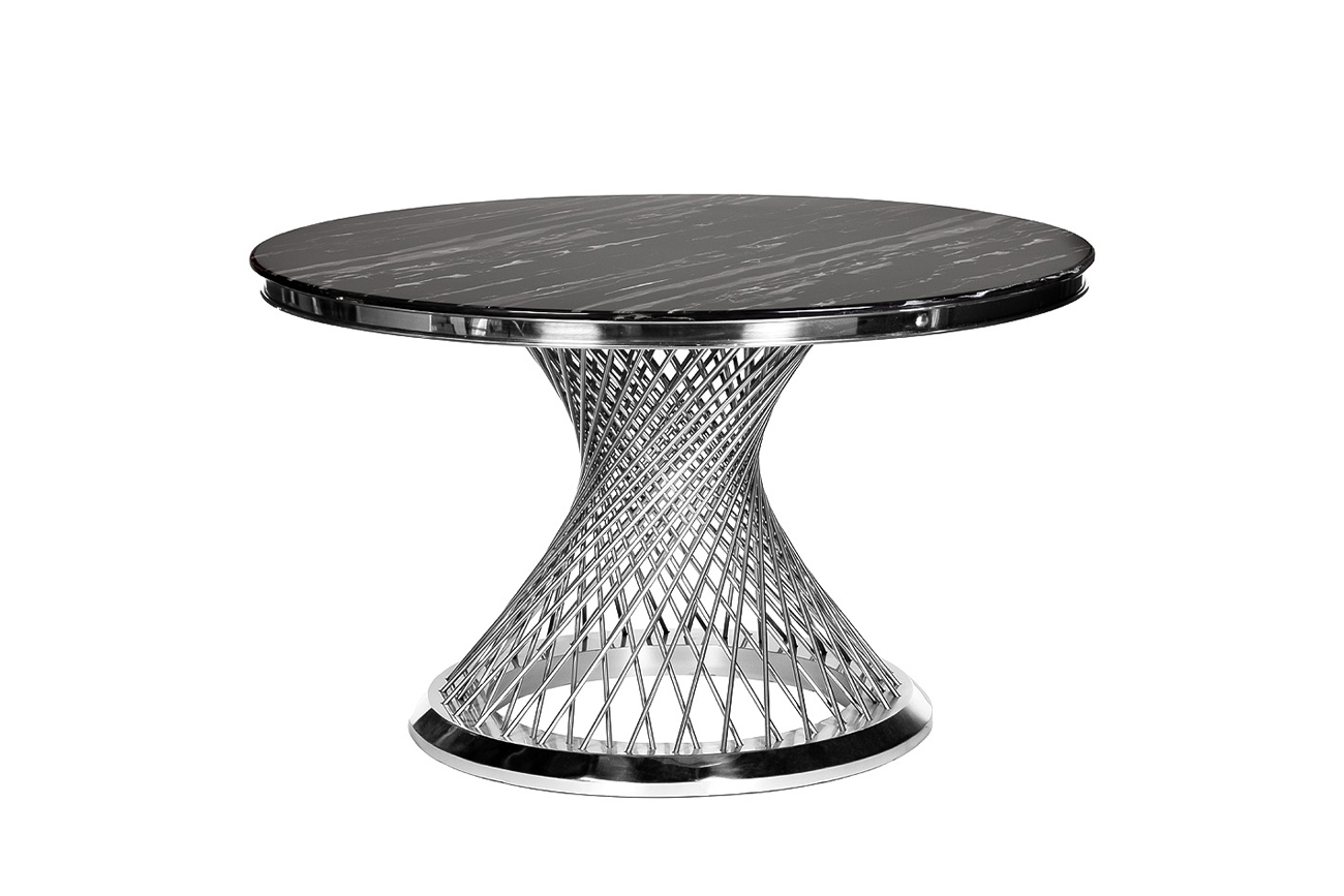 76AR-805STOL/OB-CH Стол обед иск.мрам Nero Alicanto/хром d120*75_s2 1