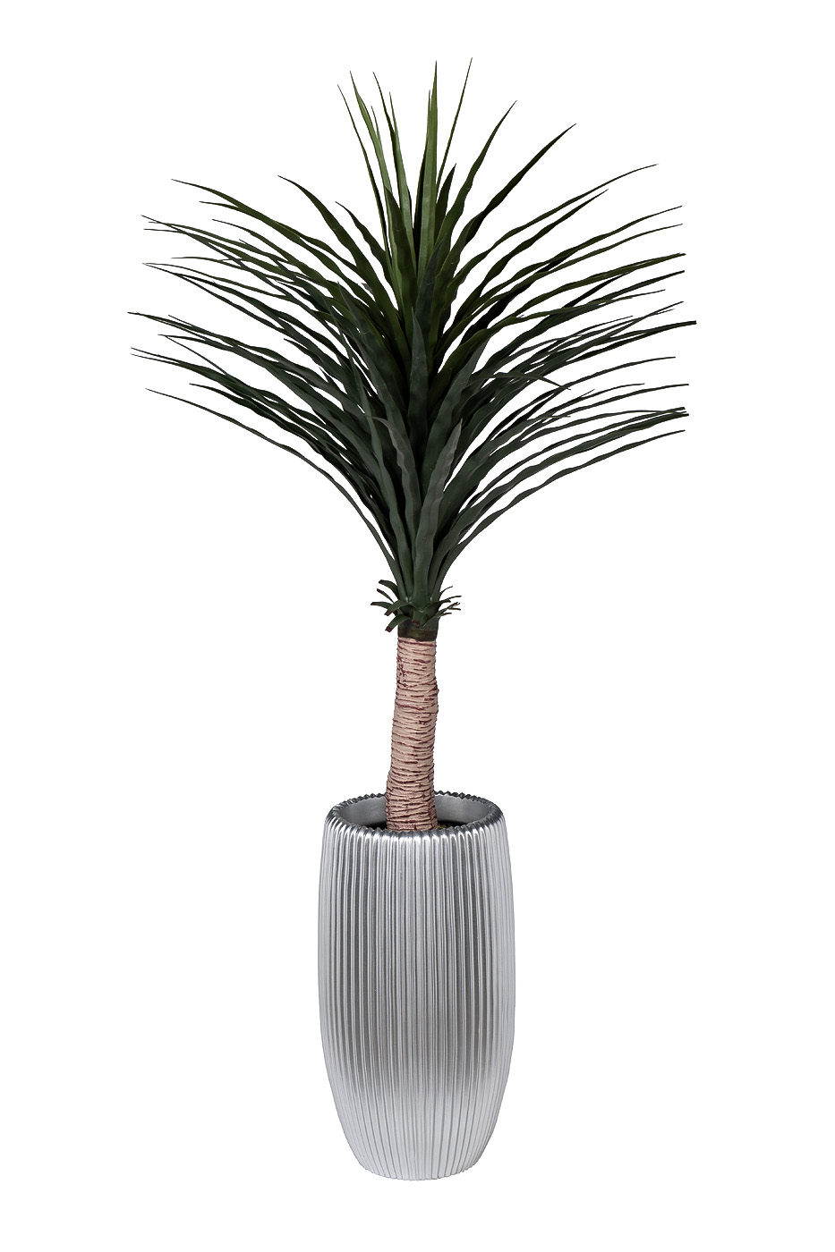 ZS2062-19SL Кашпо серебристое с полосками d26*49см_s2 2