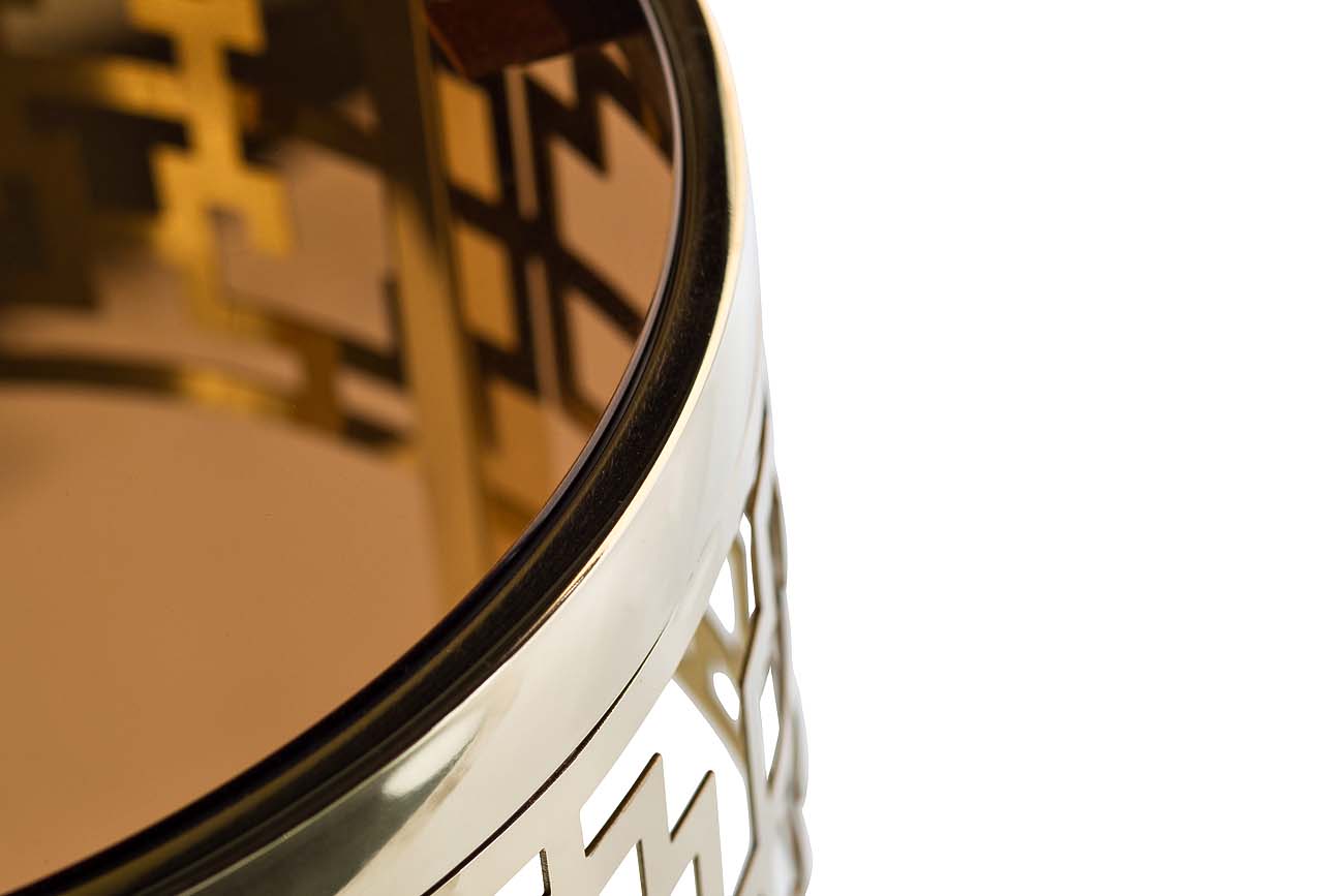 13RXFS5080L-GOLD Стол журнальный стекло коричн./золото d35*70см_s2 2