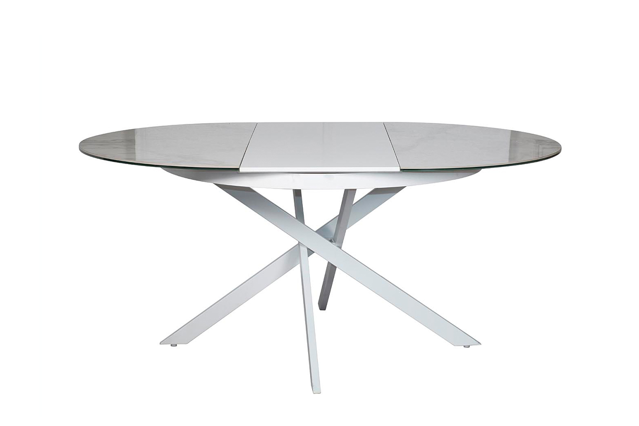 83MC-1907DT WH Стол обед.круг раскл.керам.бел. 170(120)*120*76см_s2 1