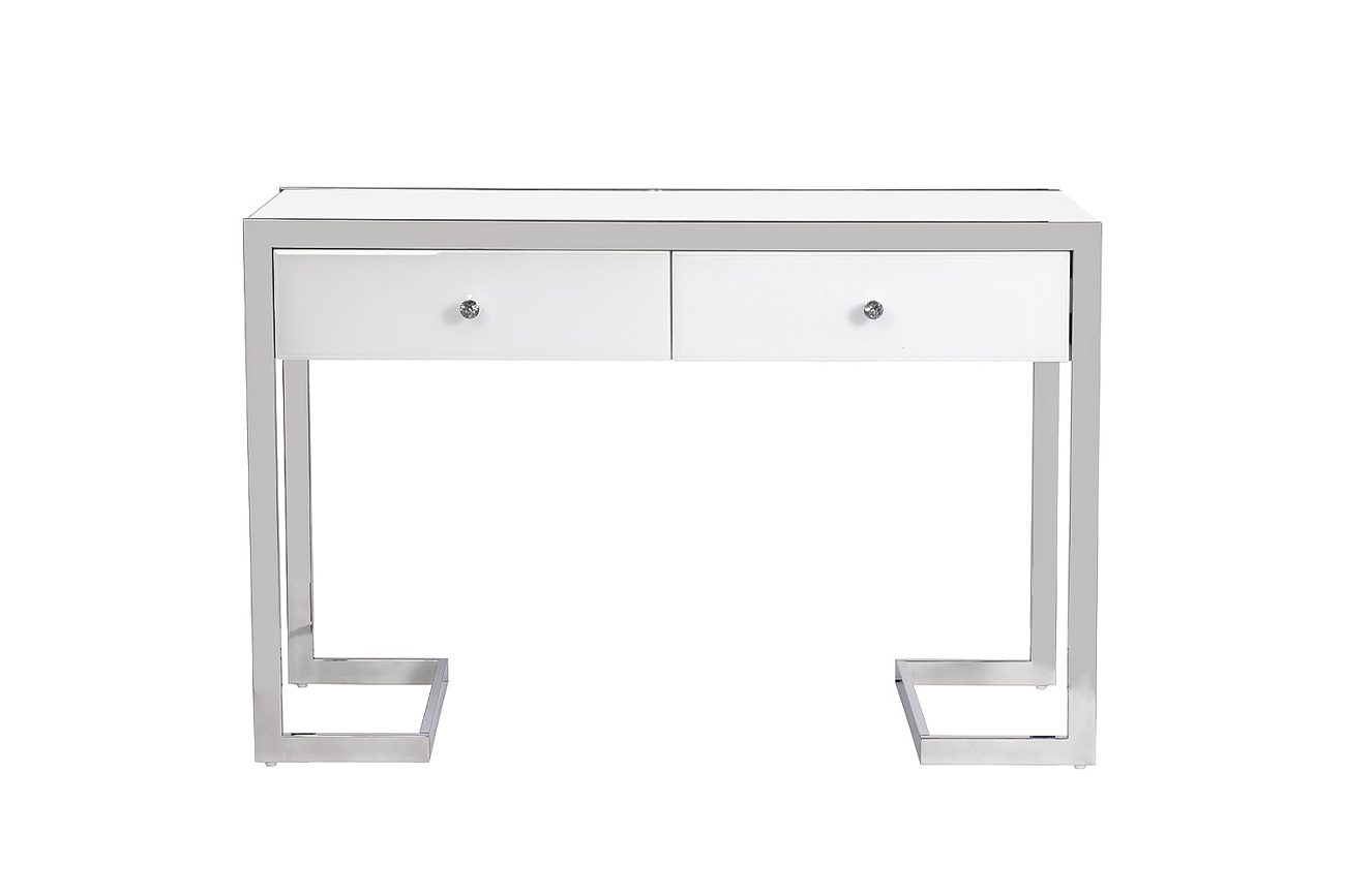 KFG103 Консоль 2 ящика белая/хром  120*42*79см_s2 1