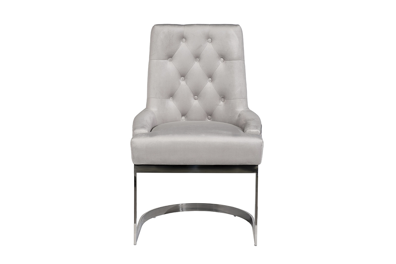 76AR-62105 Стул велюр светло-серый/хром 65*61*93см_s2 1