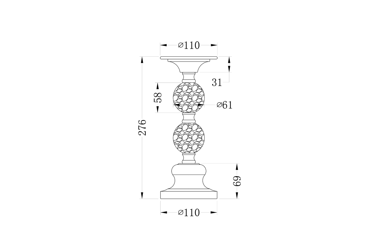 22-86642S Подсвечник никелированный d11*26см_s2 2