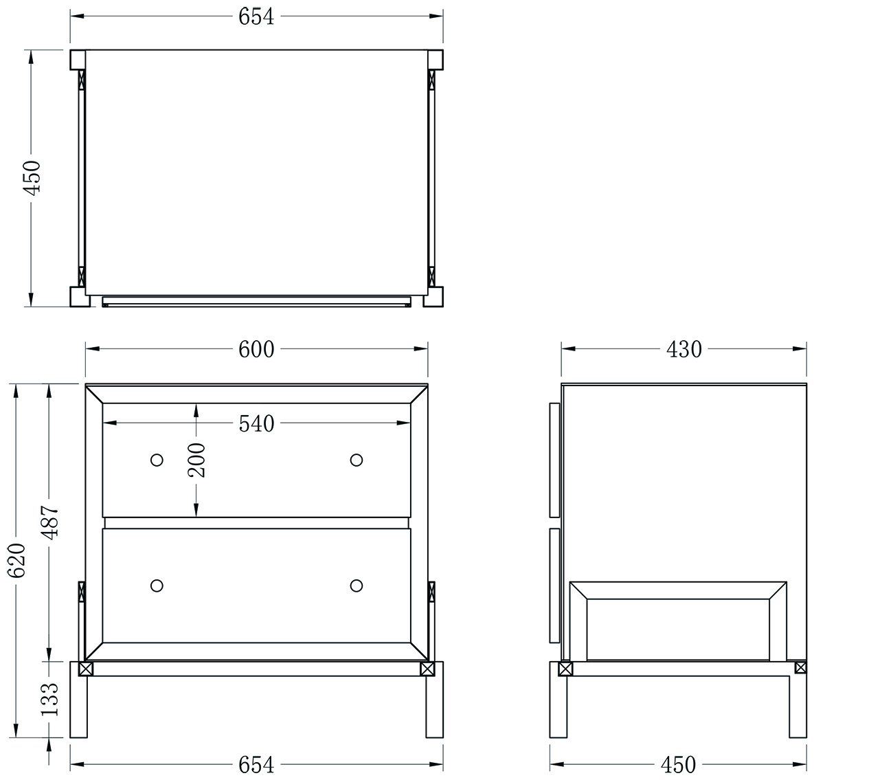 KFG170 Тумба зеркальная 2 ящика 65*45*62см_s2 7