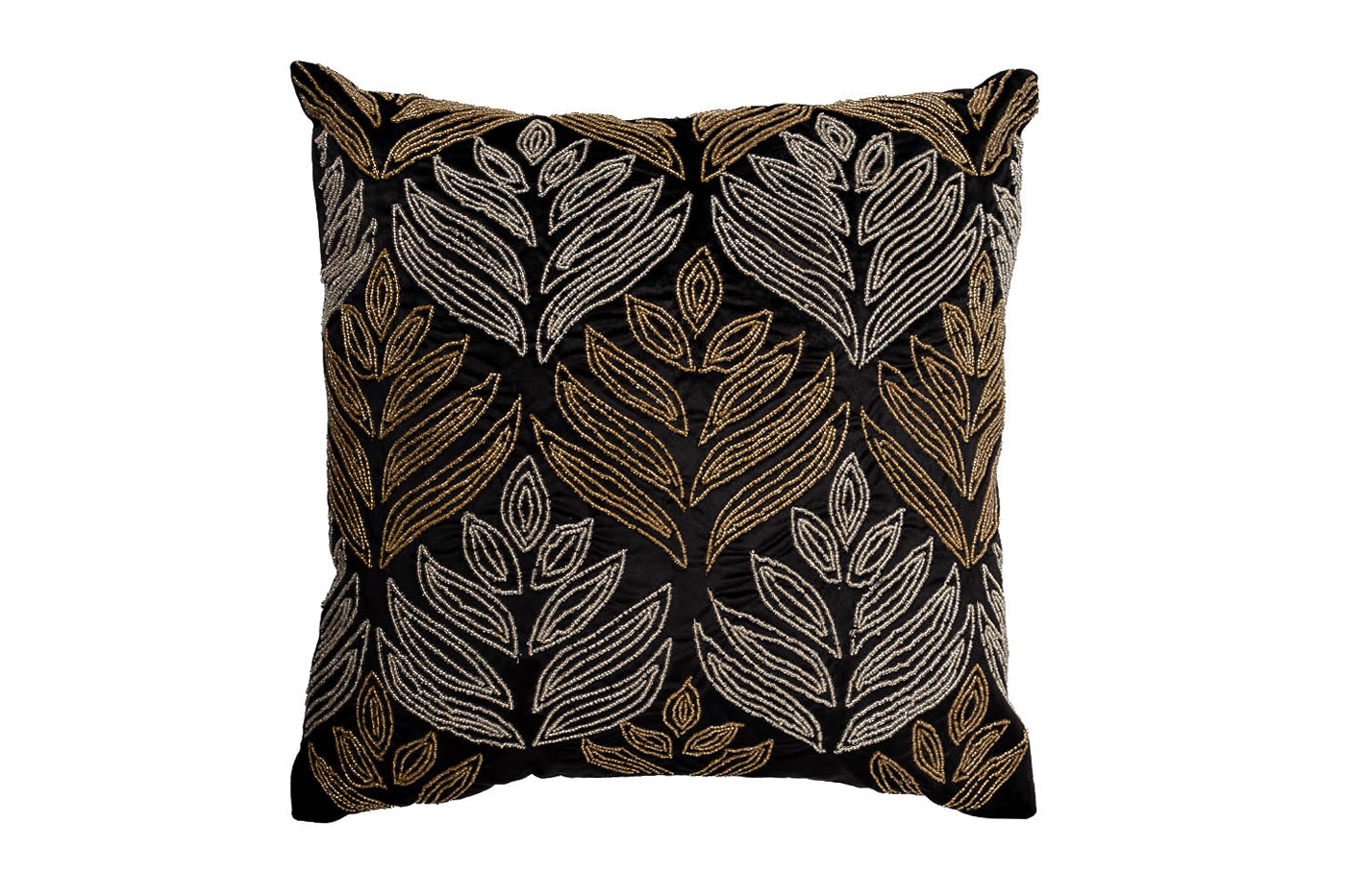 70SW-12130 Подушка с вышивкой, бисером «Акация» черн. 45*45см_s2 1