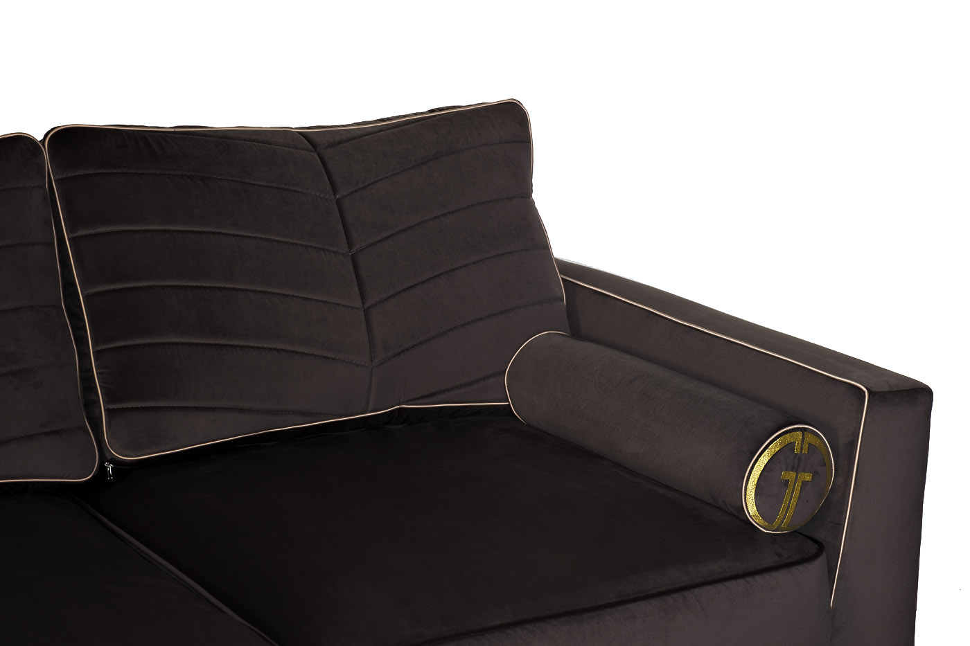 Диван Мадрид Память(Madrid Memory) с кантом трехм. без мех.,велюр серый Riv96_s2 3