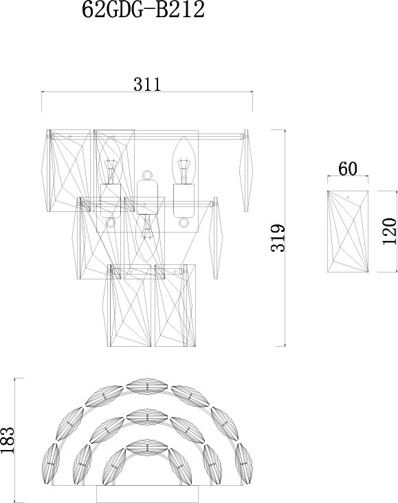 62GDG-B212 Бра Crystal 30*33см_s2 2