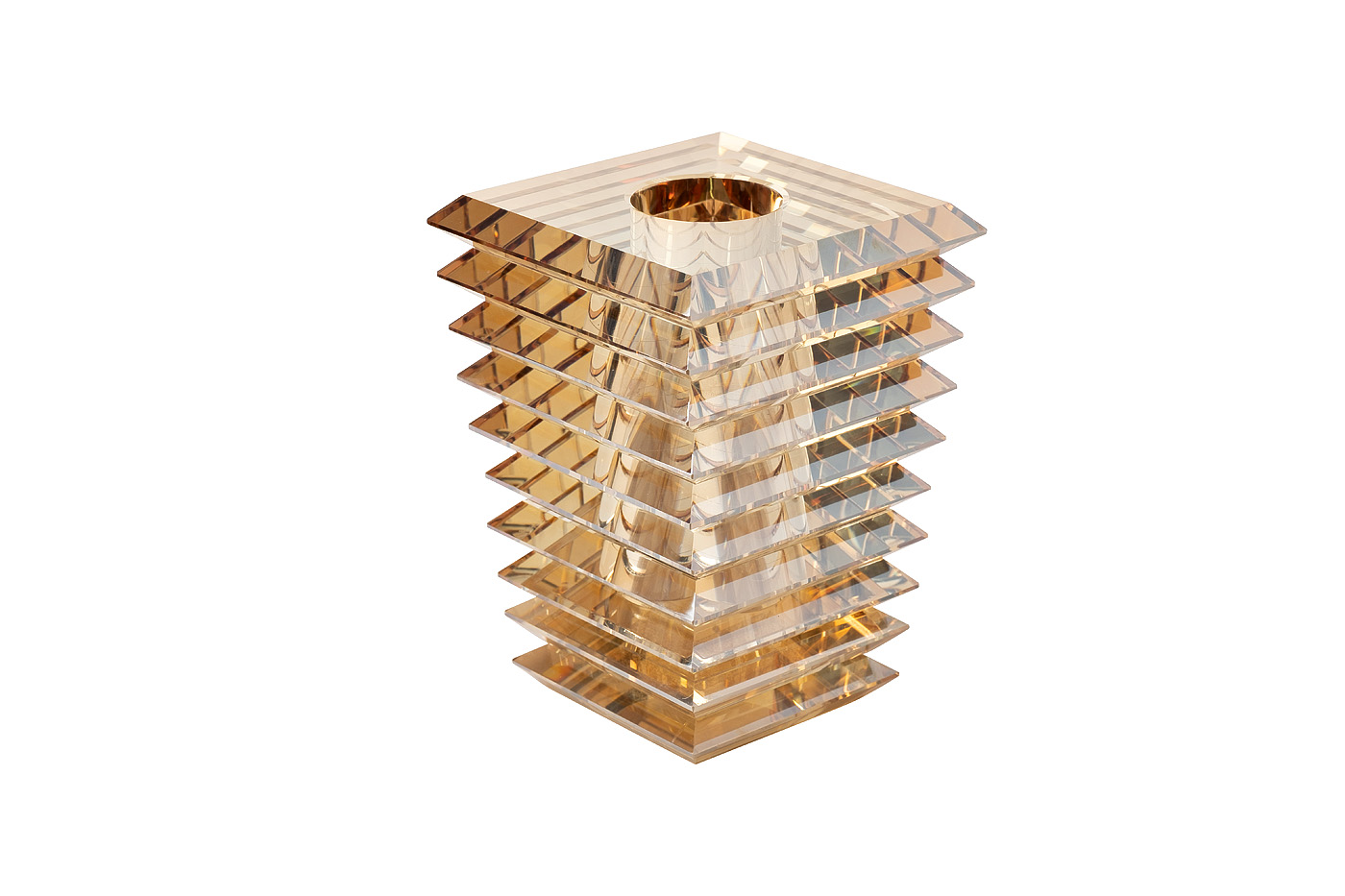 XVB3461C Ваза-подсвечник «хрустальная» цвет янтарь 13.5*13.5*19см_s2 2